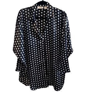 Victoria’s Secret-Vintage Gold Label- Polka Dot Sleep Shirt Pearl Buttons, Small
